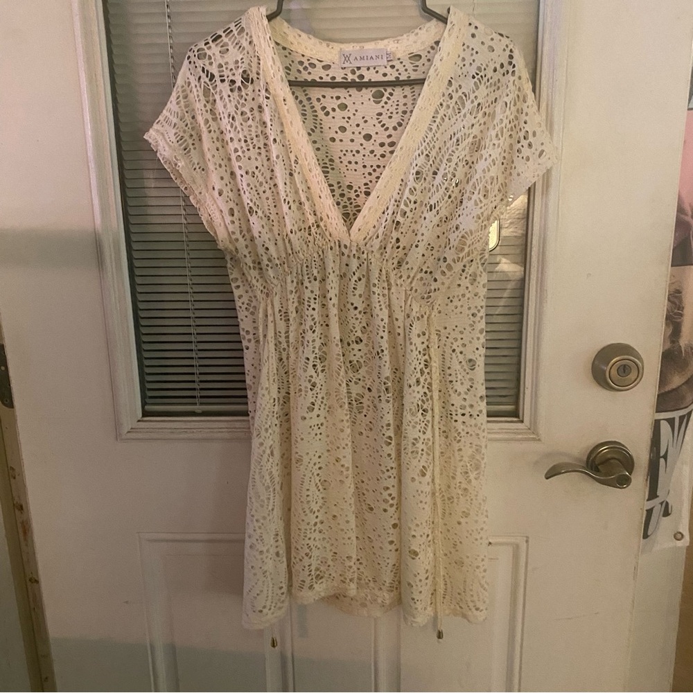 Cream Crochet Swim Coverup